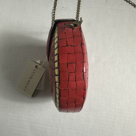 ANTIK KRAFT Women's Red/Turquoise Mosaic Tile Crossbody Bag NWT - Picture 7 of 9